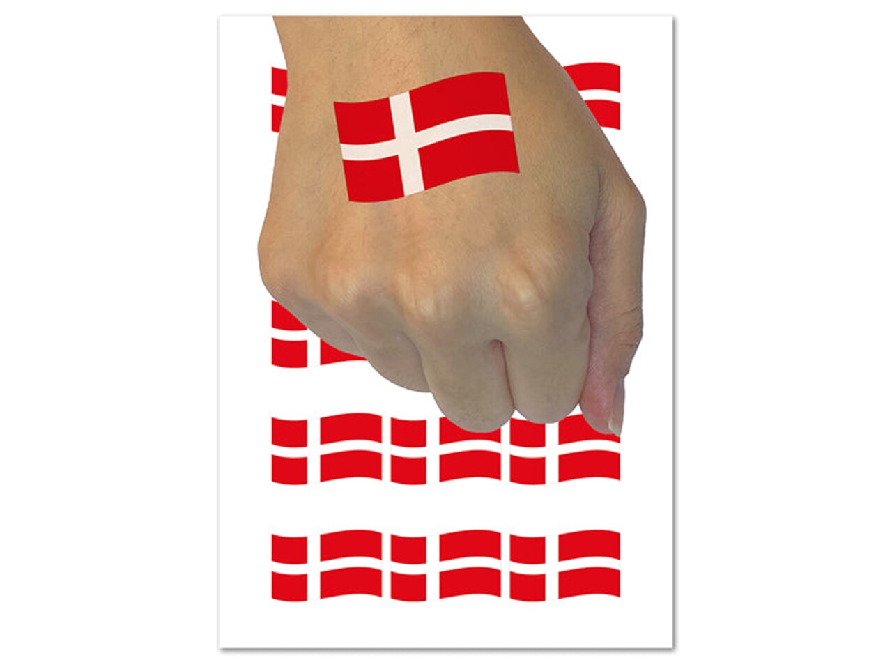 Denmark with Waving Flag Cute Temporary Tattoo Water Resistant Fake Body Art Set Collection (1 Sheet)